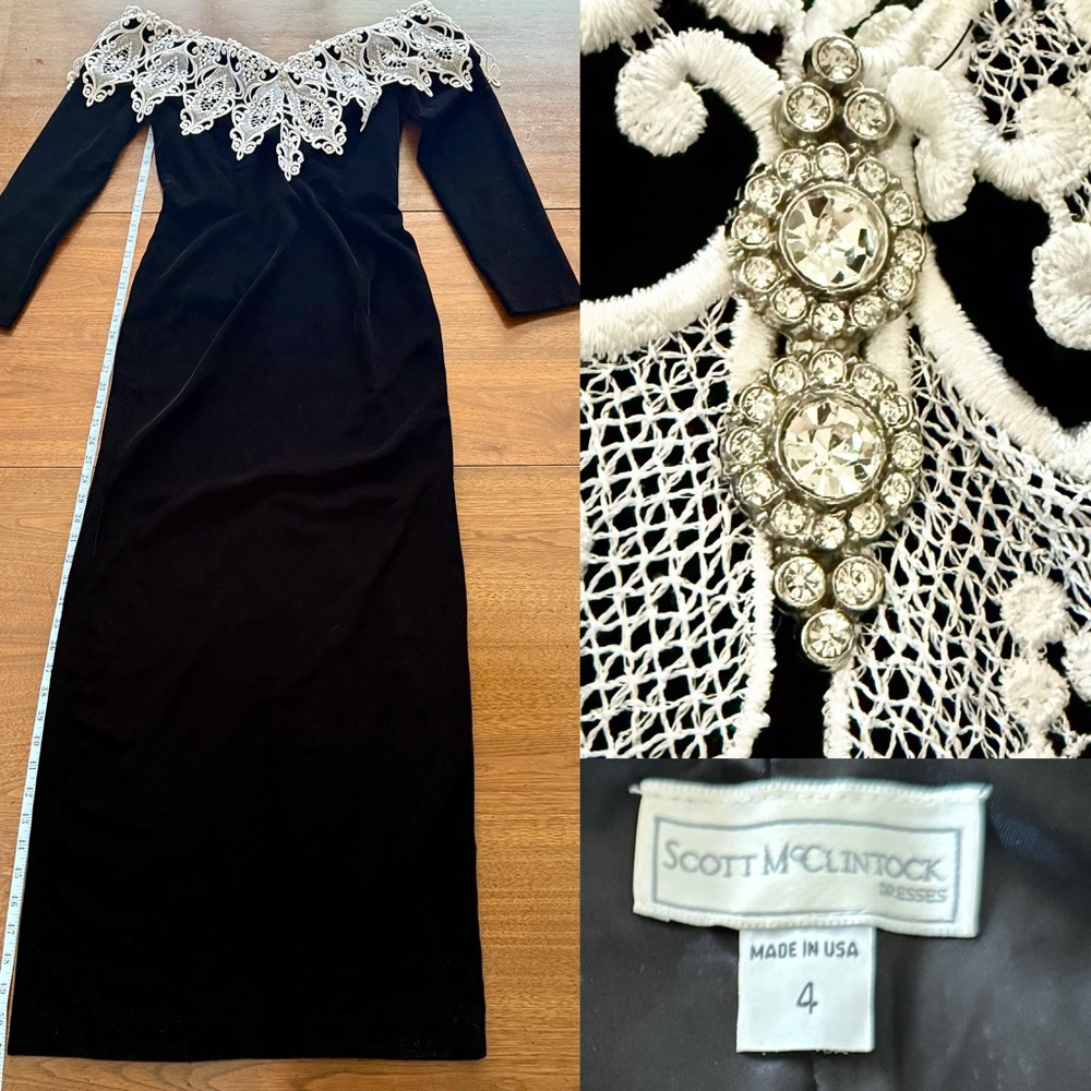 4 McClintock Jeweled Vintage Velvet Gown, Glam Goth Holiday Party NYE Gunne Sax